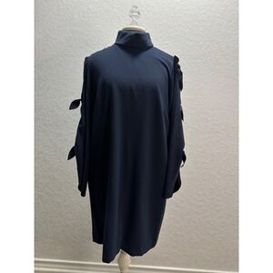Alex Marie Nina Mystic Navy Blue High‎ Neck Bow Sleeve Dress Size 12